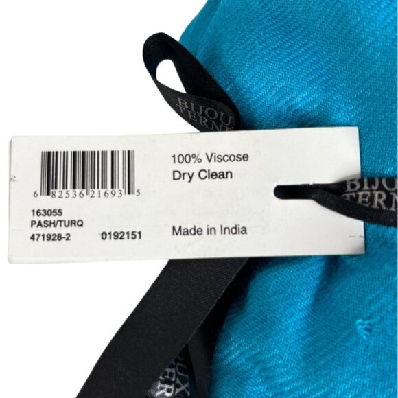 Bijoux Terner Womens Scarf Fringe OS Turquoise New - Picture 7 of 7